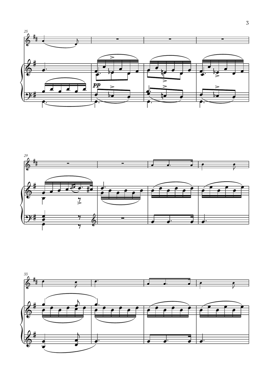 Franz Schubert - Du bist die Ruh (G major) for French Horn and Piano Piano scores gallery preview page 3