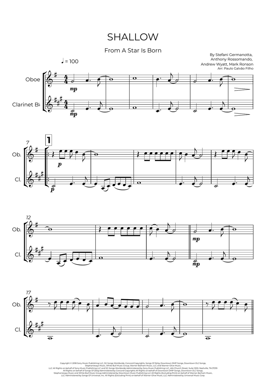 Shallow Shallow Woodwind Duet scores gallery preview page 2