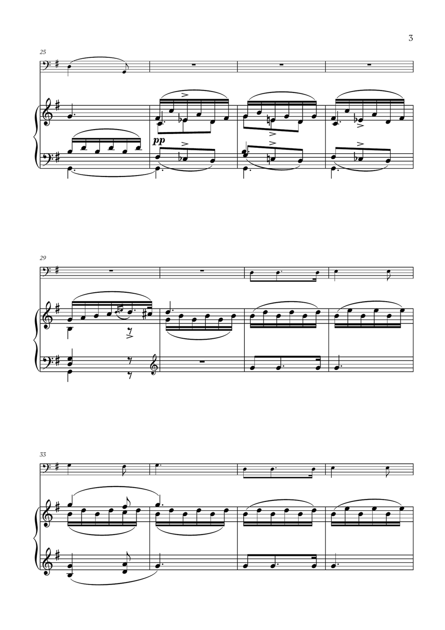 Franz Schubert - Du bist die Ruh (G major) for Cello and Piano Piano scores gallery preview page 3