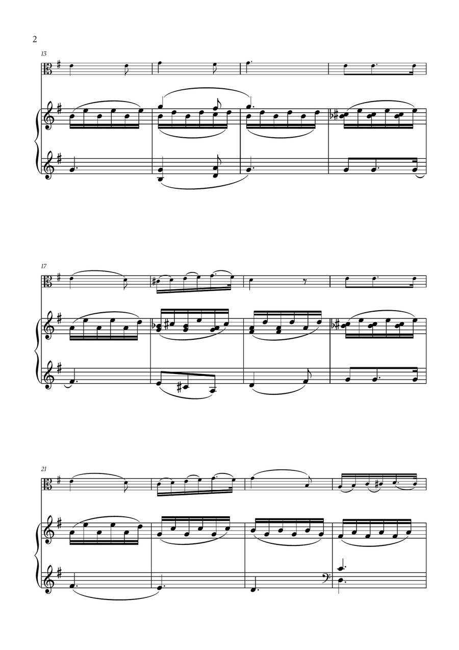 Franz Schubert - Du bist die Ruh (G major) for Viola and Piano Piano scores gallery preview page 2
