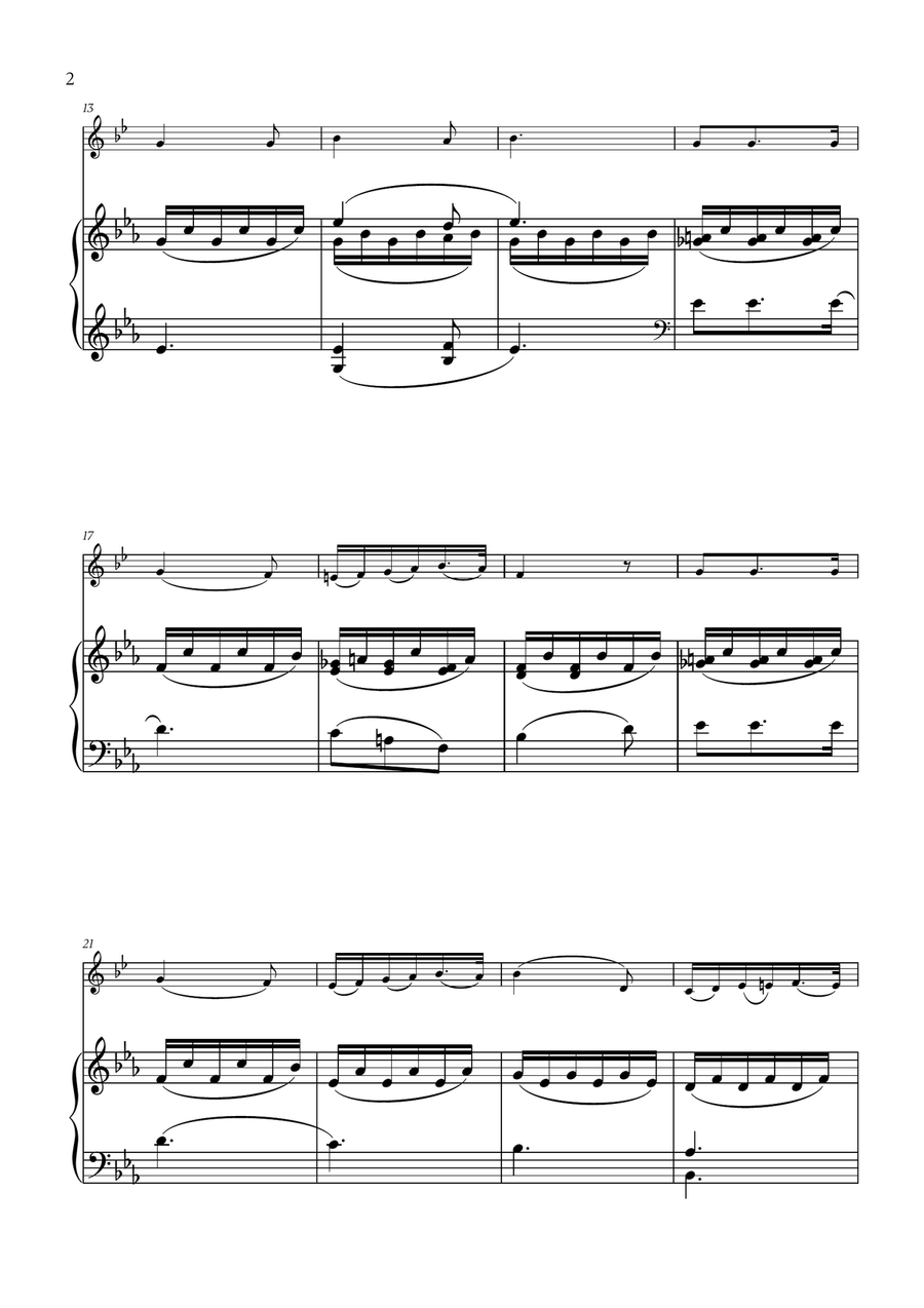 Franz Schubert - Du bist die Ruh for French Horn and Piano Piano scores gallery preview page 2