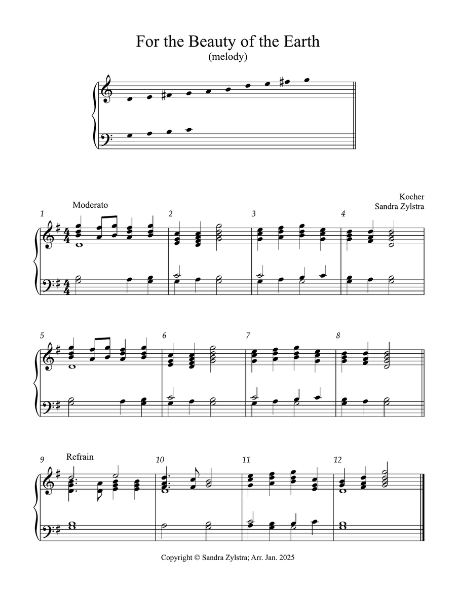 For the Beauty of the Earth (2 octave handbells) 2-Octaves scores gallery preview page 1