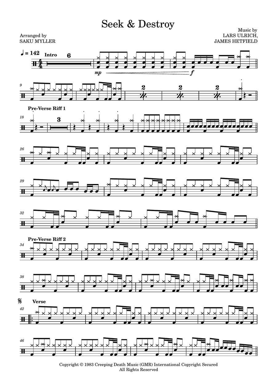 Seek & Destroy Seek & Destroy Drum Set scores gallery preview page 1