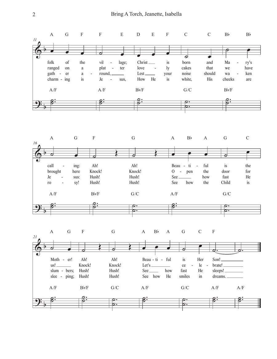 Bring A Torch, Jeanette, Isabella for Piano Easy Piano scores gallery preview page 2