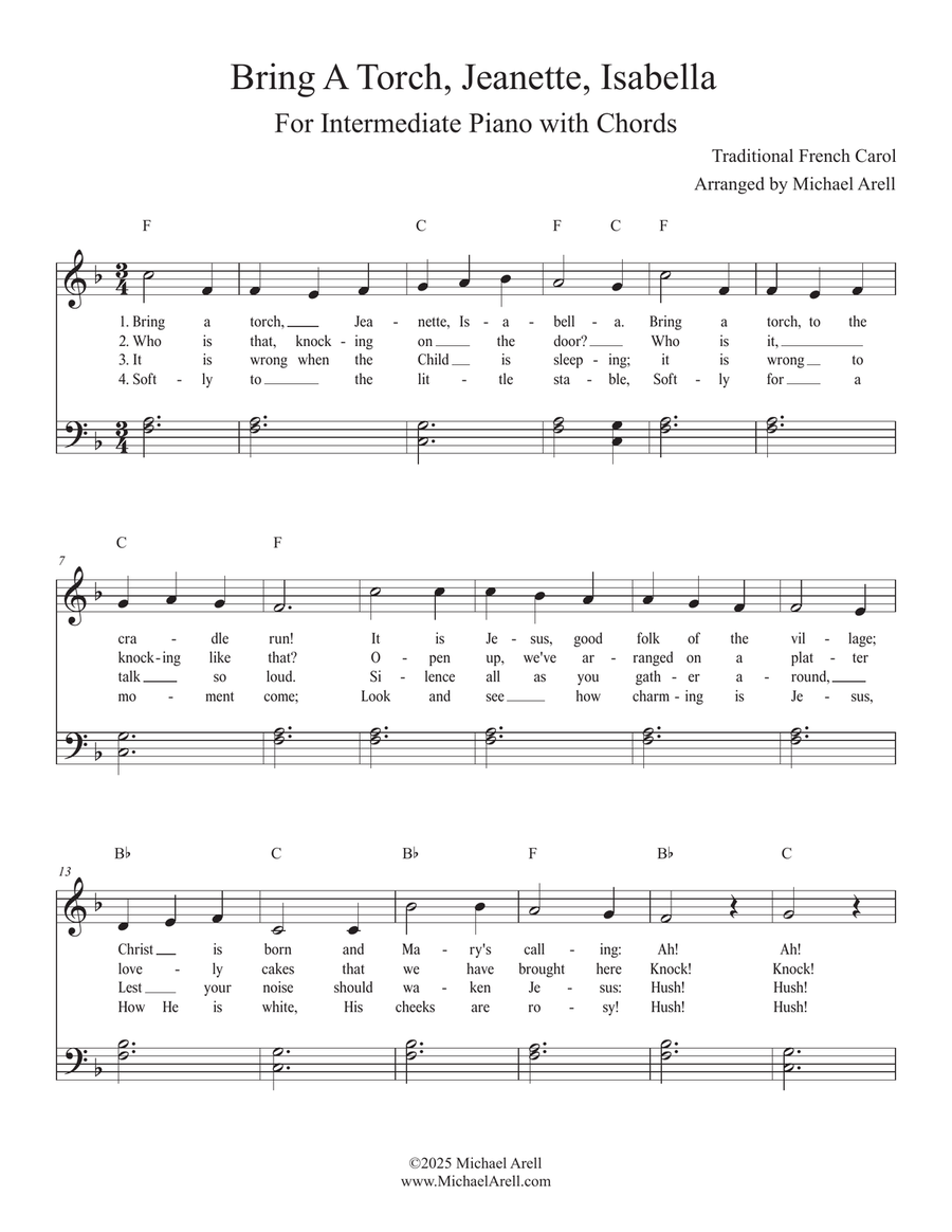 Bring A Torch, Jeanette, Isabella for Piano Easy Piano scores gallery preview page 3
