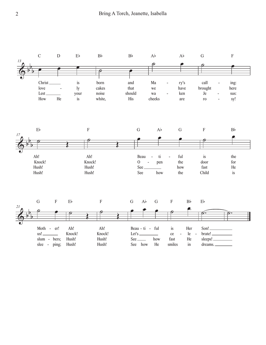 Bring A Torch, Jeanette, Isabella for Flute Piccolo scores gallery preview page 2