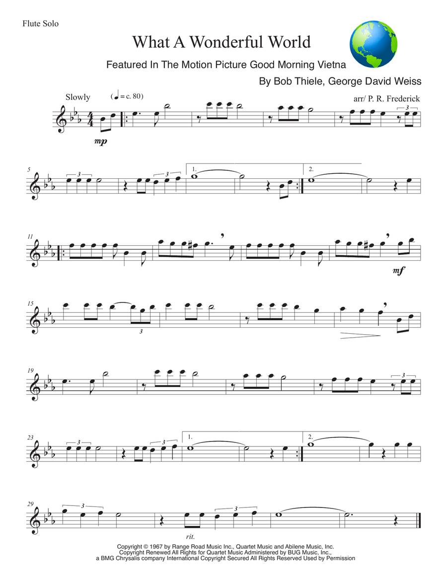 What A Wonderful World What A Wonderful World Flute Solo scores gallery preview page 1