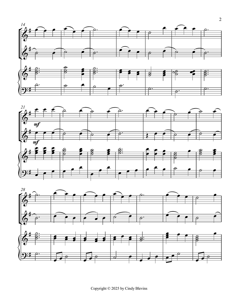 Be Thou My Vision, for Two Recorders and Piano Woodwind Duet scores gallery preview page 3