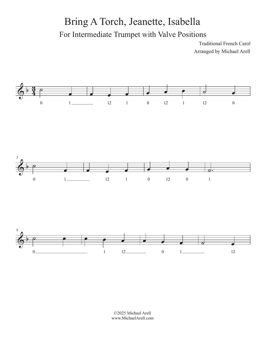 Bring A Torch, Jeanette, Isabella for Trumpet C Trumpet scores gallery preview page 3