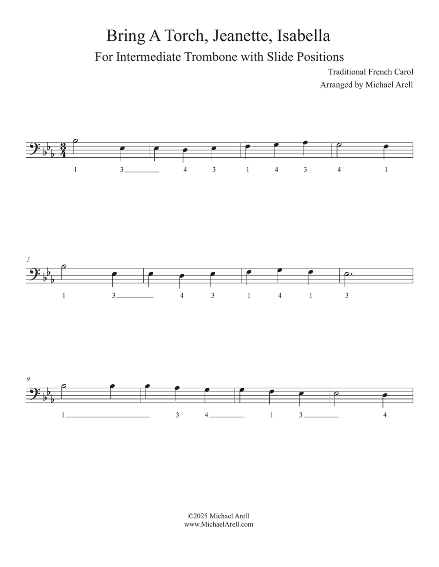 Bring A Torch, Jeanette, Isabella for Trombone Bass Trombone scores gallery preview page 3