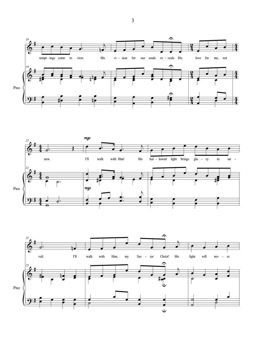I'll Walk With Him, sacred music for vocal solo Alto Voice scores gallery preview page 4