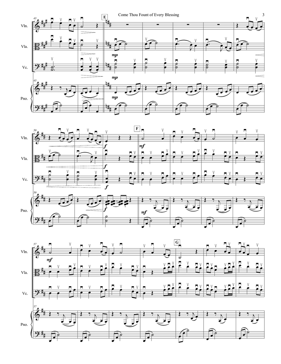 Come Thou Fount of Every Blessing String Orchestra scores gallery preview page 3