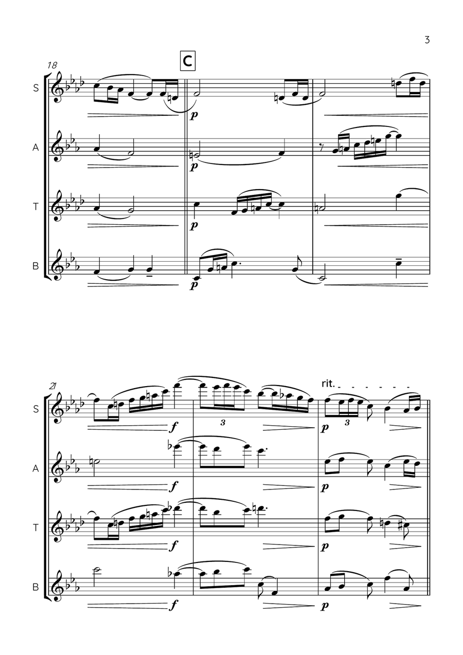 La Fille Aux Cheveux De Lin (The Girl with the Flaxen Hair) Saxophone Quartet scores gallery preview page 3