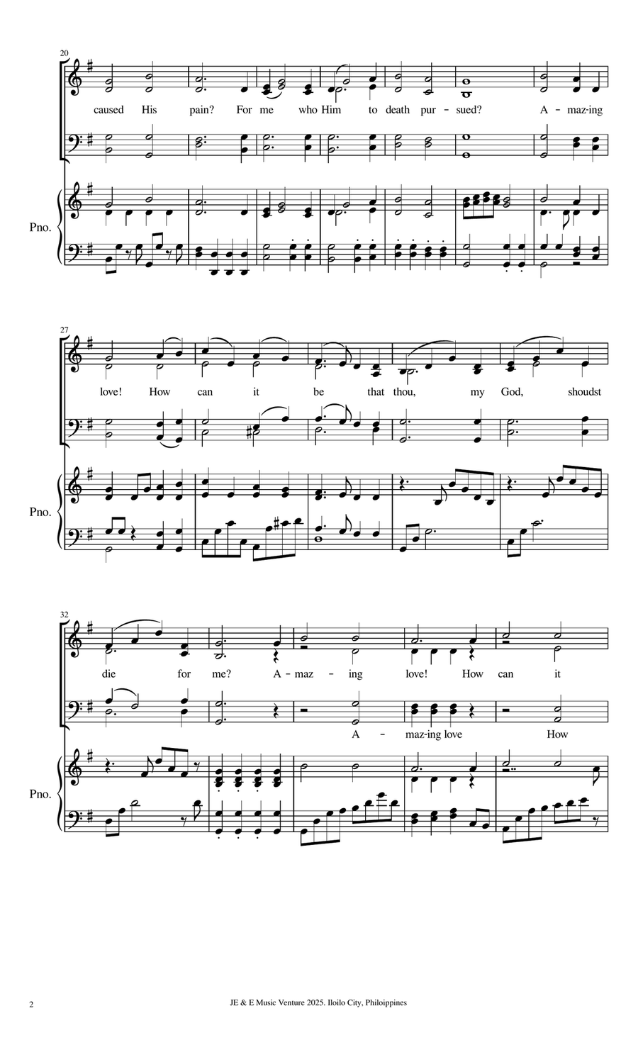 And Can It Be (SATB and Piano) 4-Part scores gallery preview page 2