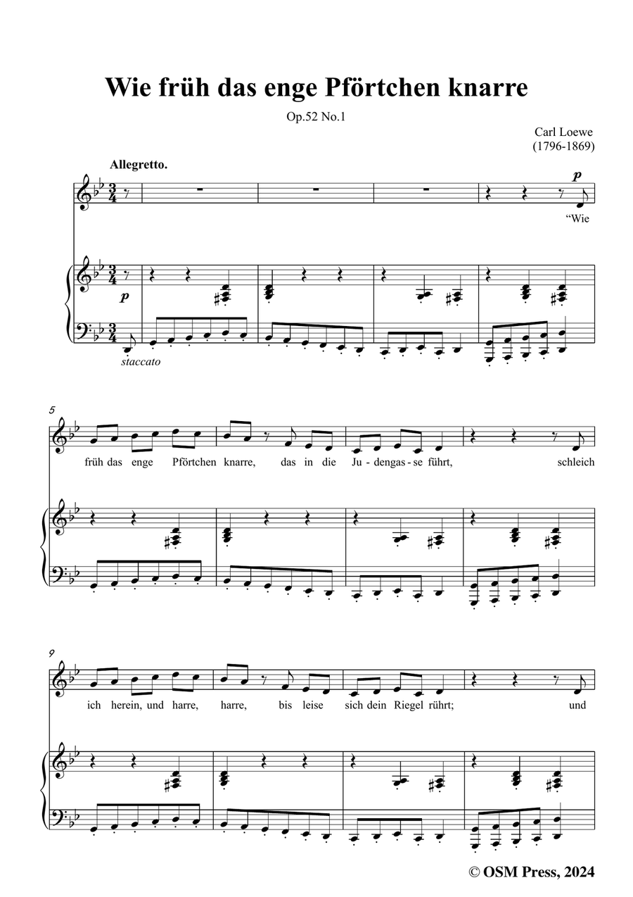 C. Loewe-Wie früh das enge Pförtchen knarre,in a flat minor Piano, Vocal scores gallery preview page 3
