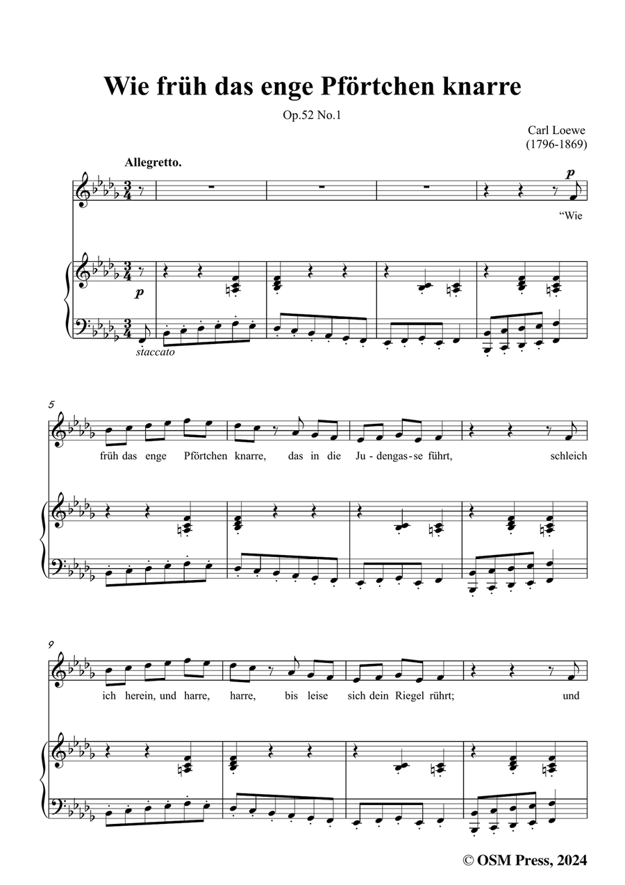 C. Loewe-Wie früh das enge Pförtchen knarre,in b flat minor Piano, Vocal scores gallery preview page 3