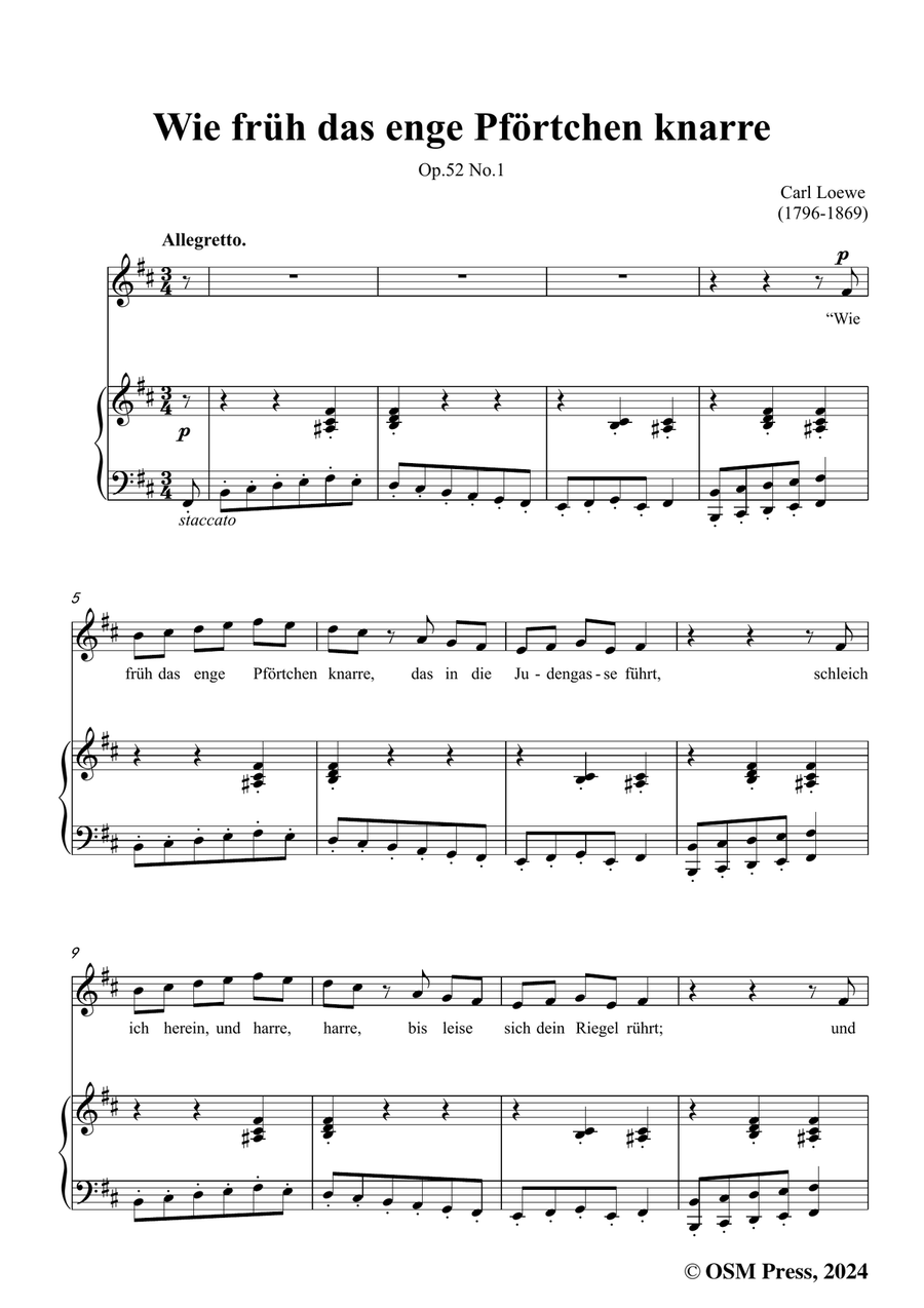 C. Loewe-Wie früh das enge Pförtchen knarre,in b minor Piano, Vocal scores gallery preview page 3
