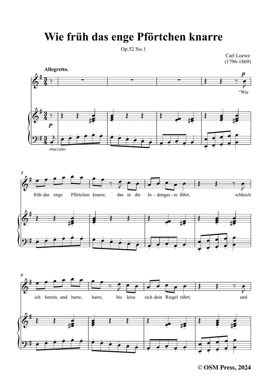 C. Loewe-Wie früh das enge Pförtchen knarre,in e minor Piano, Vocal scores gallery preview page 3