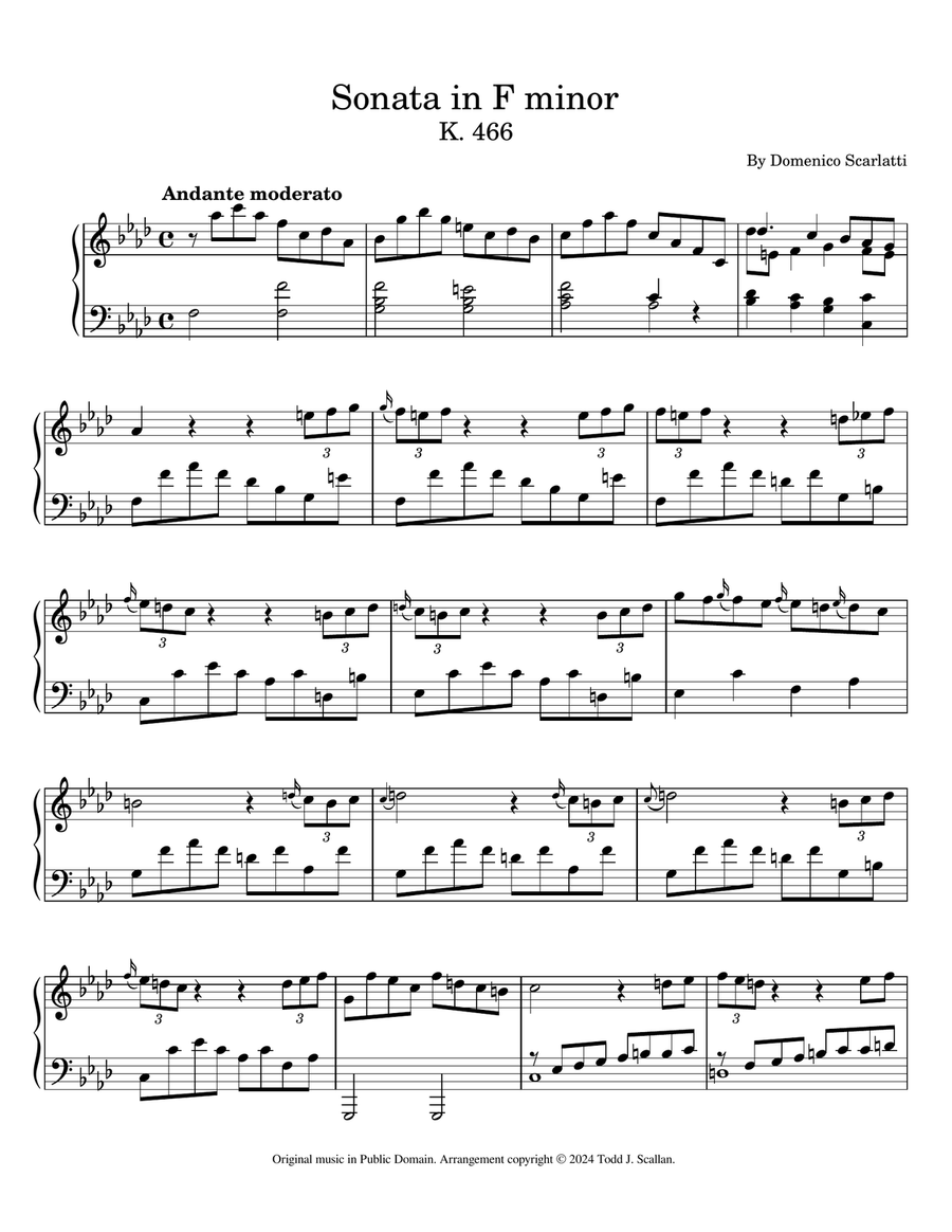 Sonata in F minor, K. 466 Piano Solo scores gallery preview page 1