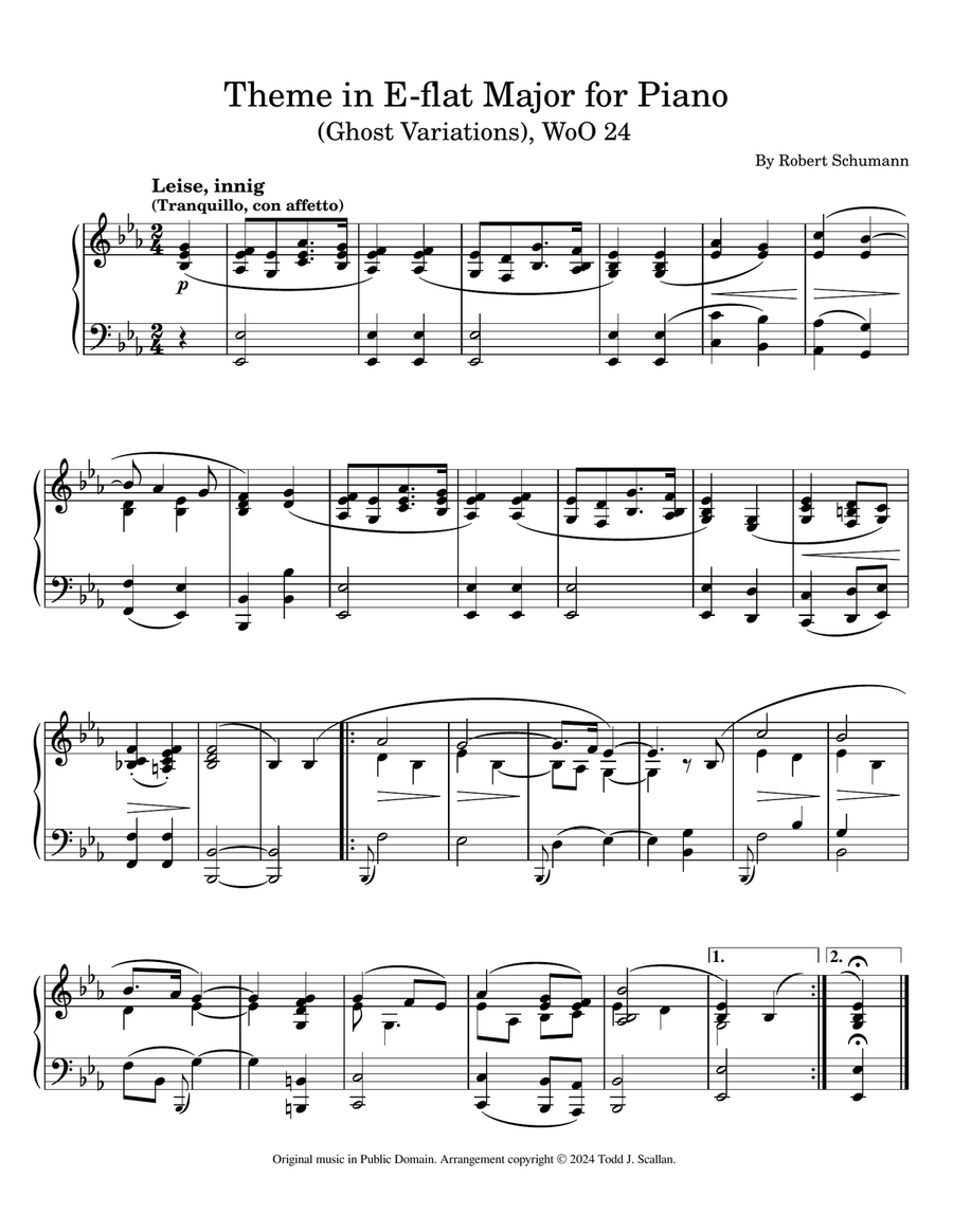 Theme in E-flat Major (Ghost Variations) Piano Solo scores gallery preview page 1