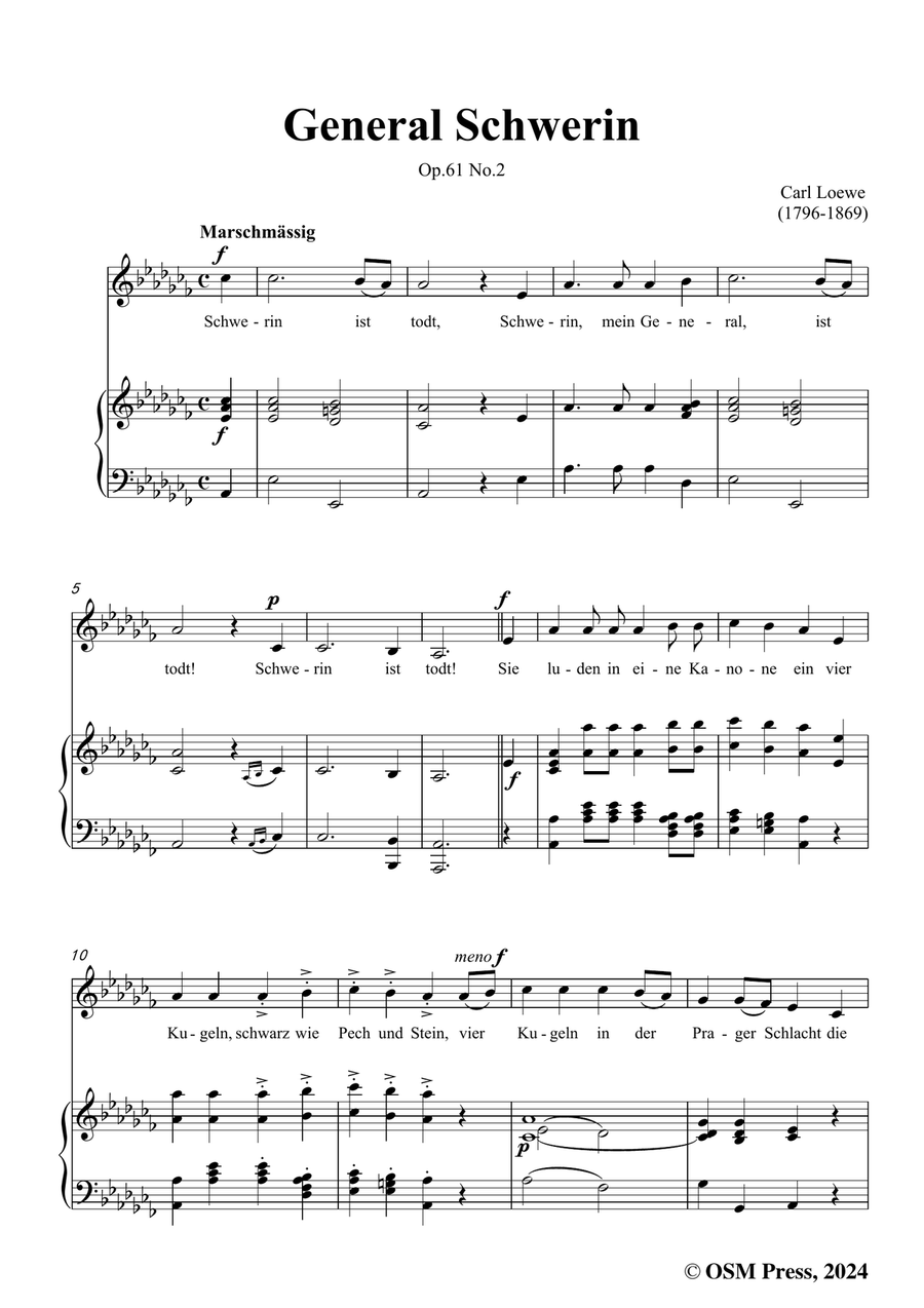 C. Loewe-General Schwerin,in a flat minor Piano, Vocal scores gallery preview page 3
