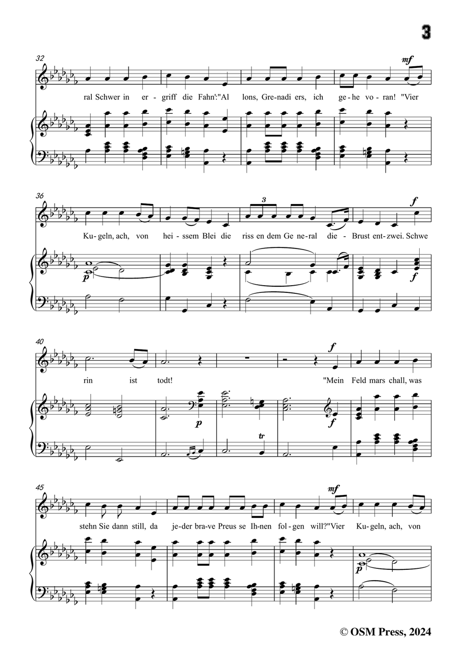 C. Loewe-General Schwerin,in a flat minor Piano, Vocal scores gallery preview page 5