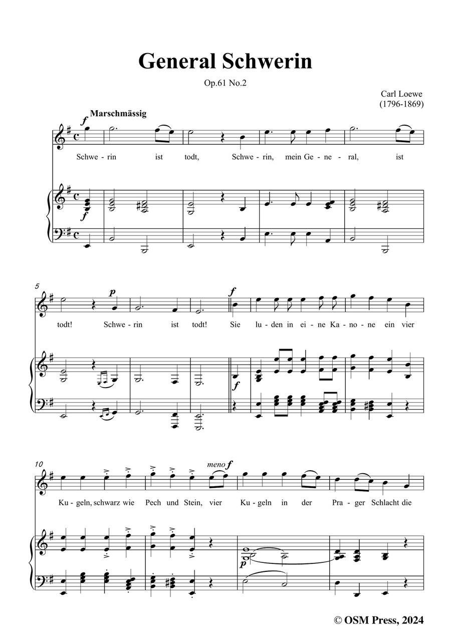 C. Loewe-General Schwerin,in e minor Piano, Vocal scores gallery preview page 3