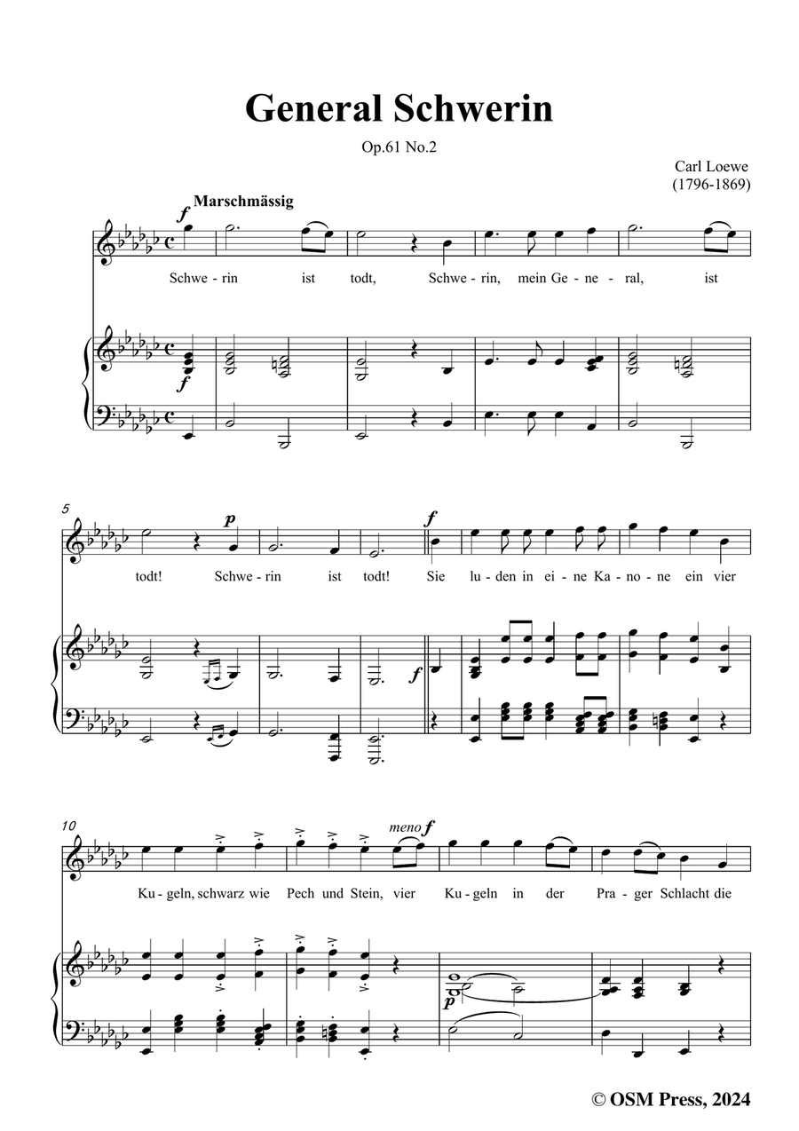 C. Loewe-General Schwerin,in e flat minor Piano, Vocal scores gallery preview page 3