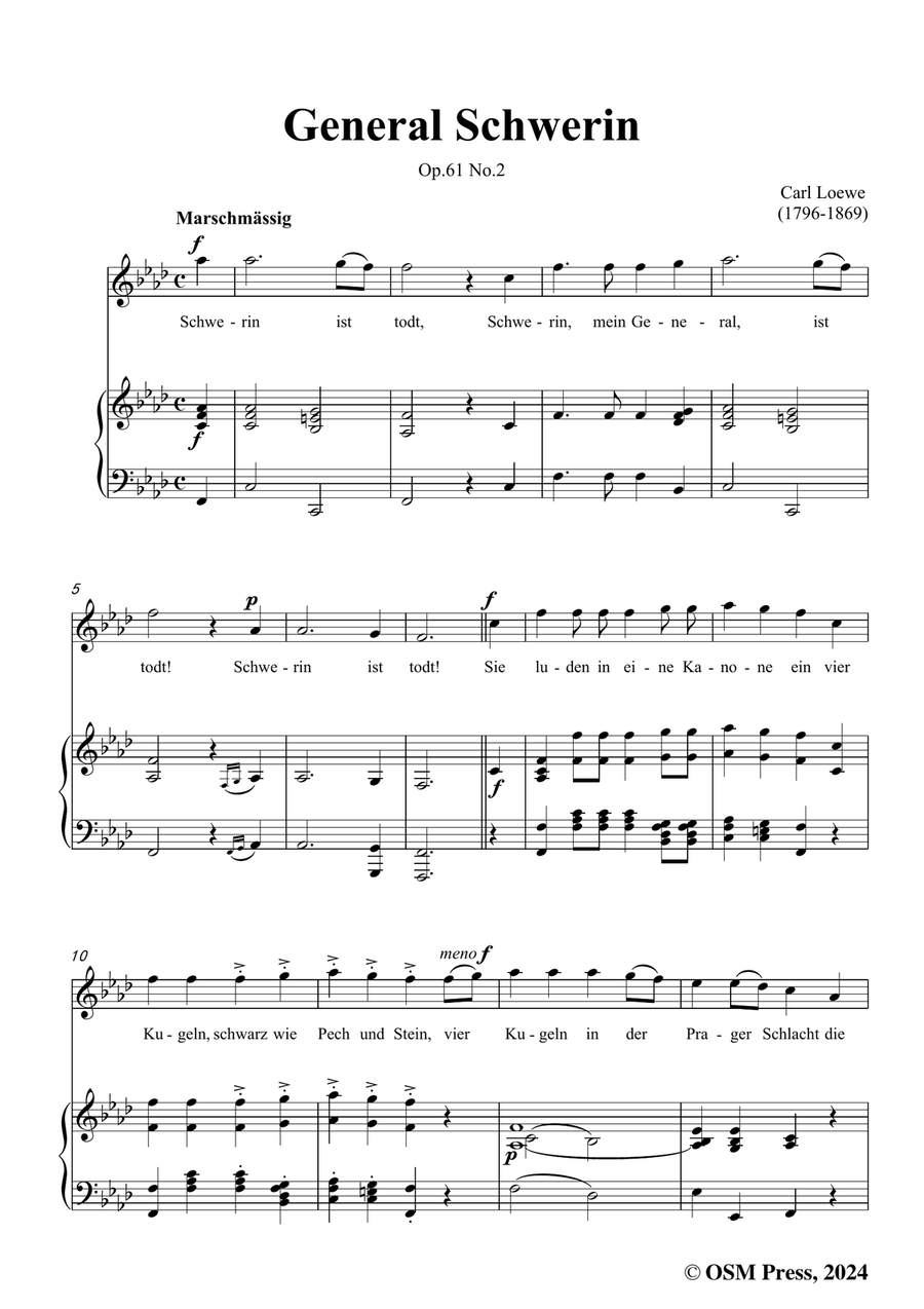 C. Loewe-General Schwerin,in f minor Piano, Vocal scores gallery preview page 3