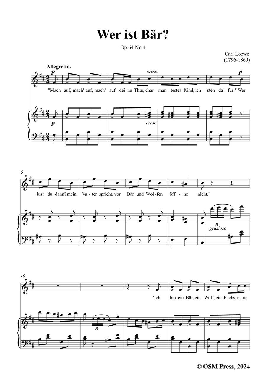C. Loewe-Wer ist Bär?,in b minor Piano, Vocal scores gallery preview page 3