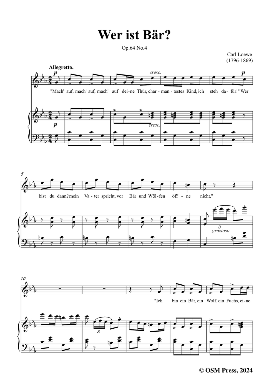 C. Loewe-Wer ist Bär?,in c minor Piano, Vocal scores gallery preview page 3