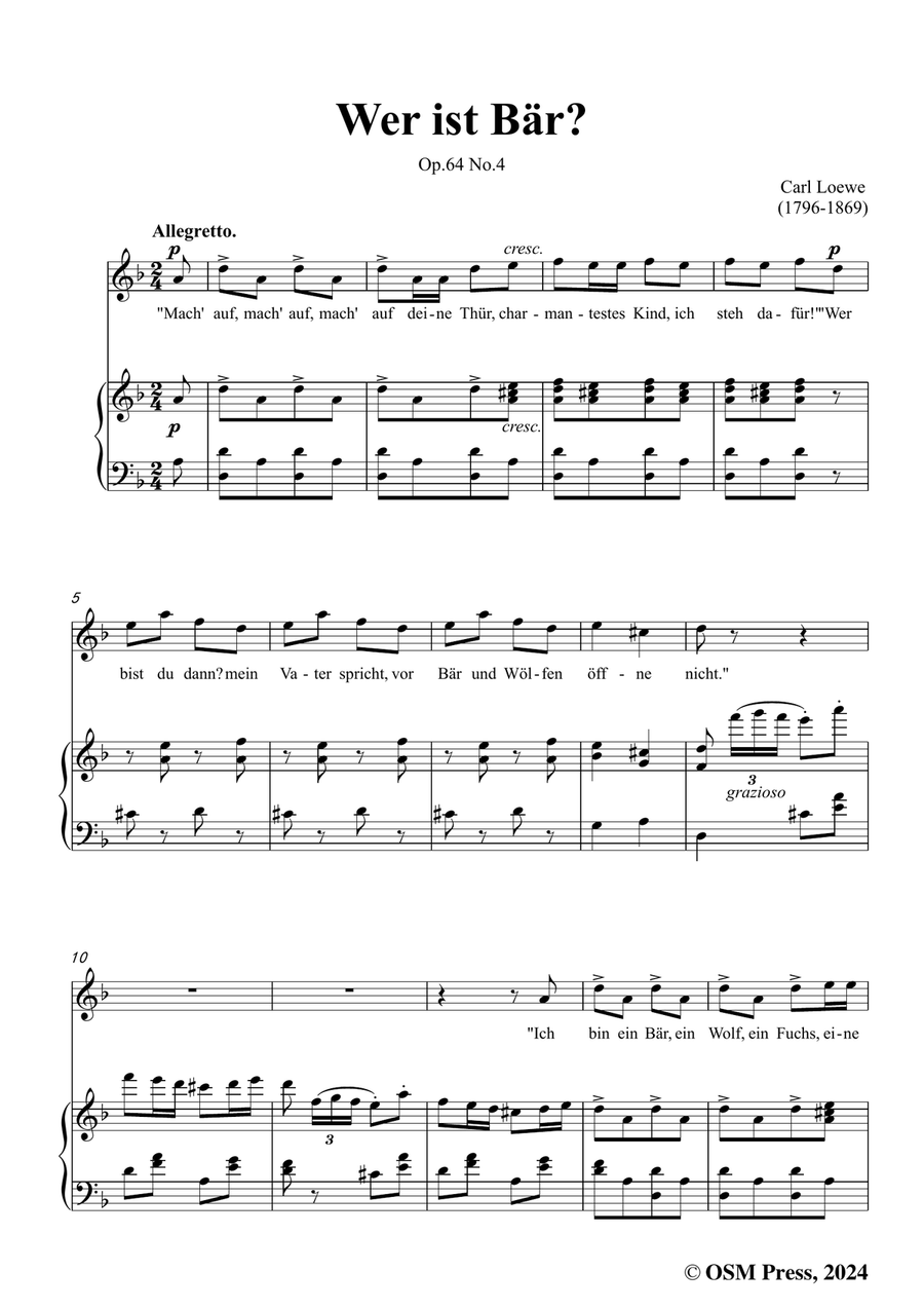 C. Loewe-Wer ist Bär?,in d minor Piano, Vocal scores gallery preview page 3