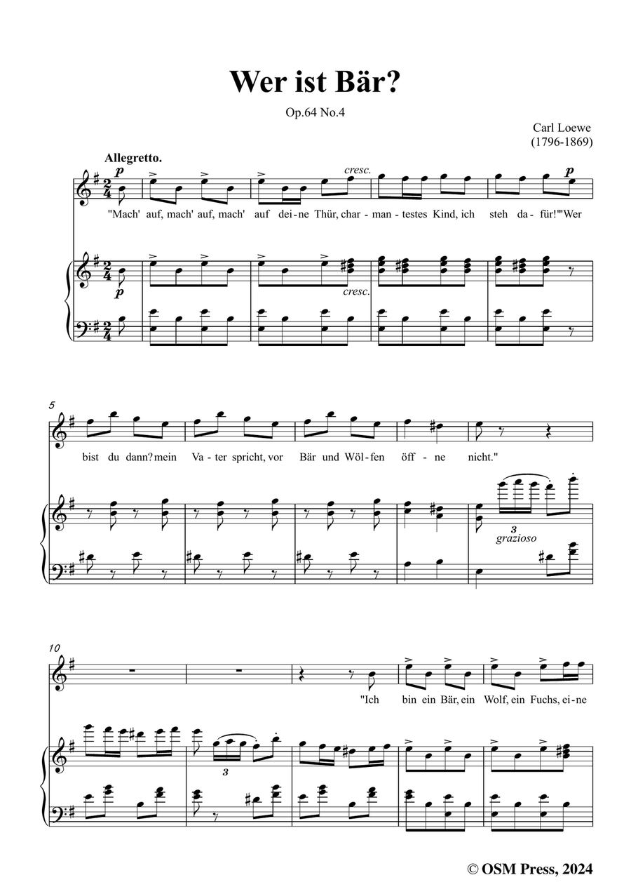 C. Loewe-Wer ist Bär?,in e minor Piano, Vocal scores gallery preview page 3