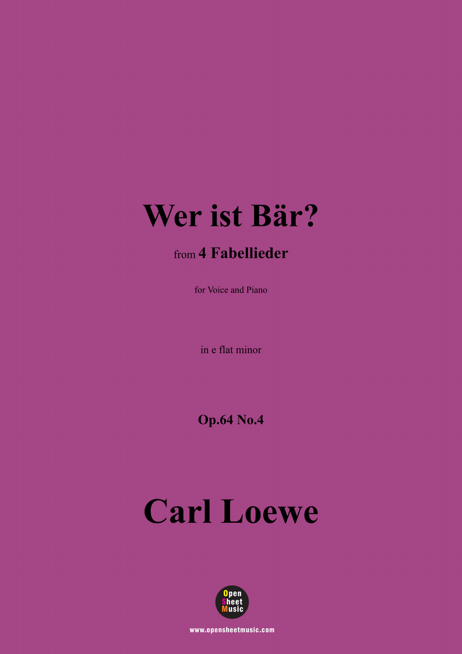 C. Loewe-Wer ist Bär?,in e flat minor Piano, Vocal scores gallery preview page 1