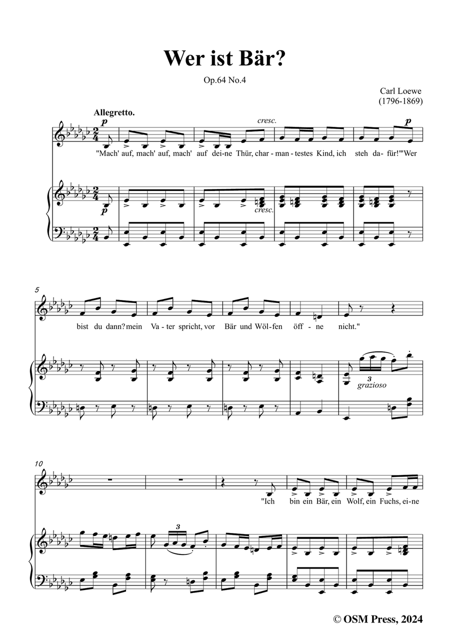 C. Loewe-Wer ist Bär?,in e flat minor Piano, Vocal scores gallery preview page 3