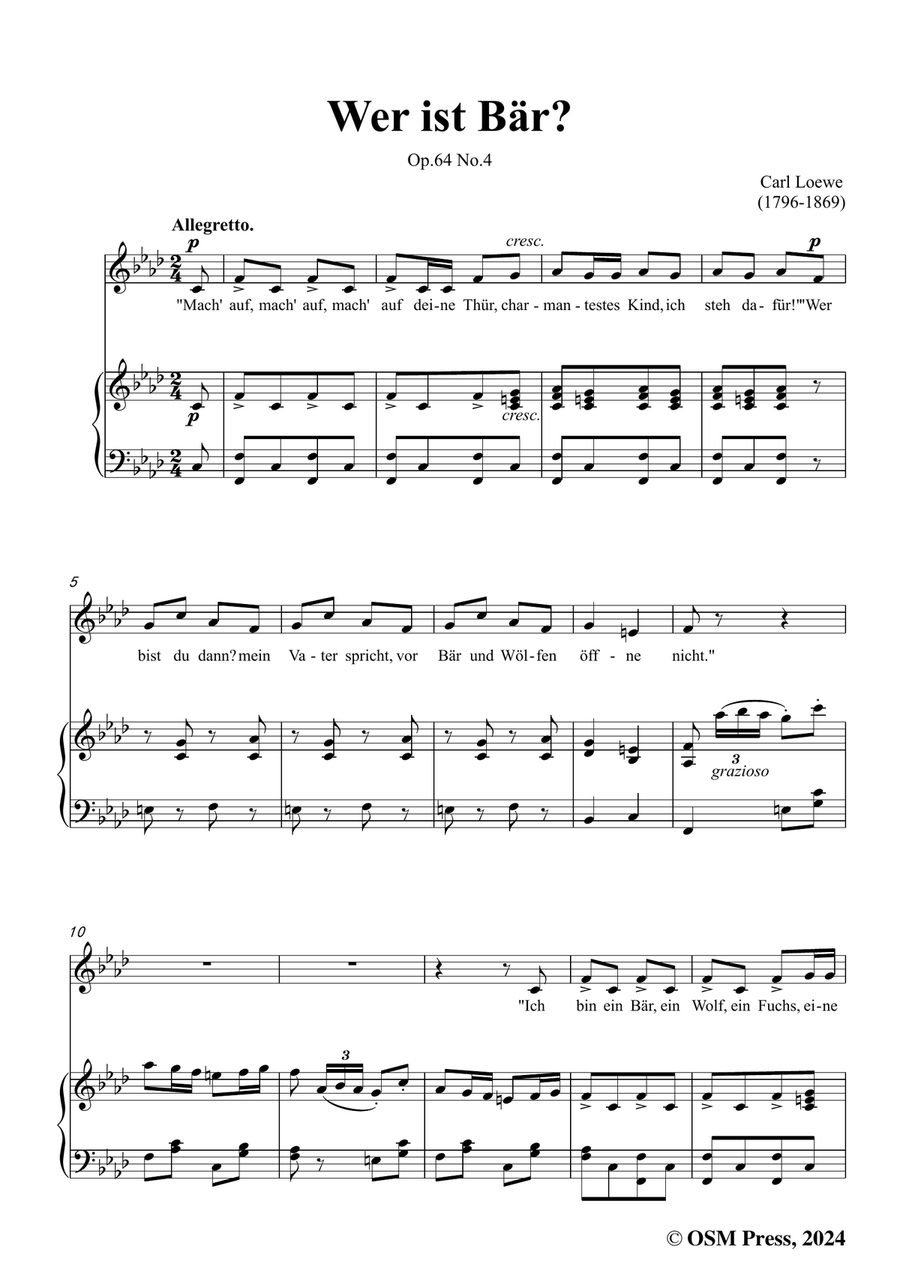 C. Loewe-Wer ist Bär?,in f minor Piano, Vocal scores gallery preview page 3