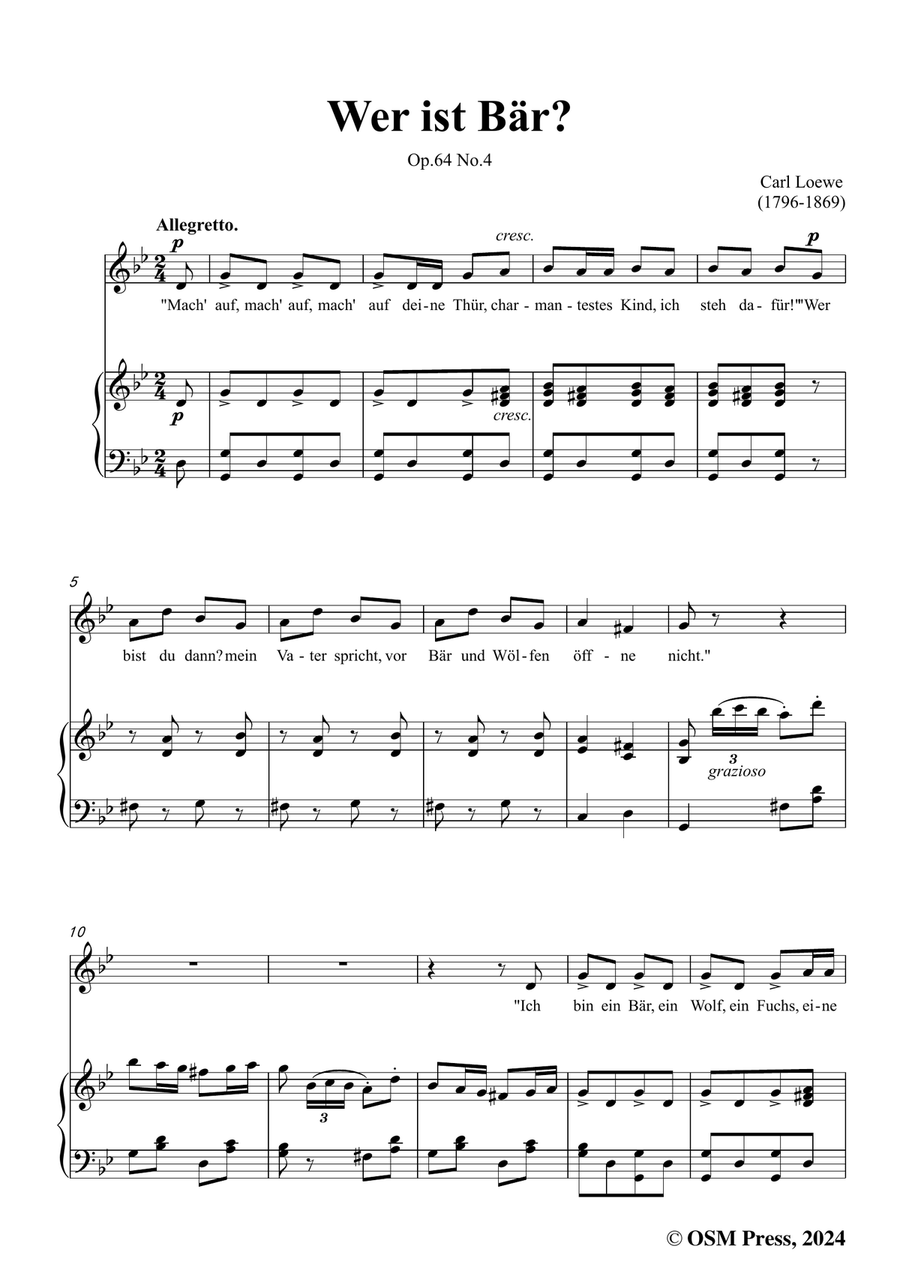 C. Loewe-Wer ist Bär?,in g minor Piano, Vocal scores gallery preview page 3