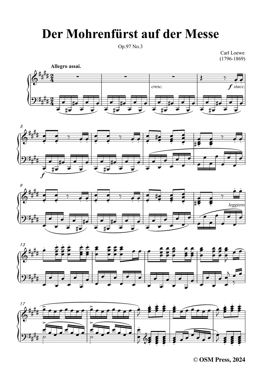 C. Loewe-Der Mohrenfürst auf der Messe,in c sharp minor Piano, Vocal scores gallery preview page 3