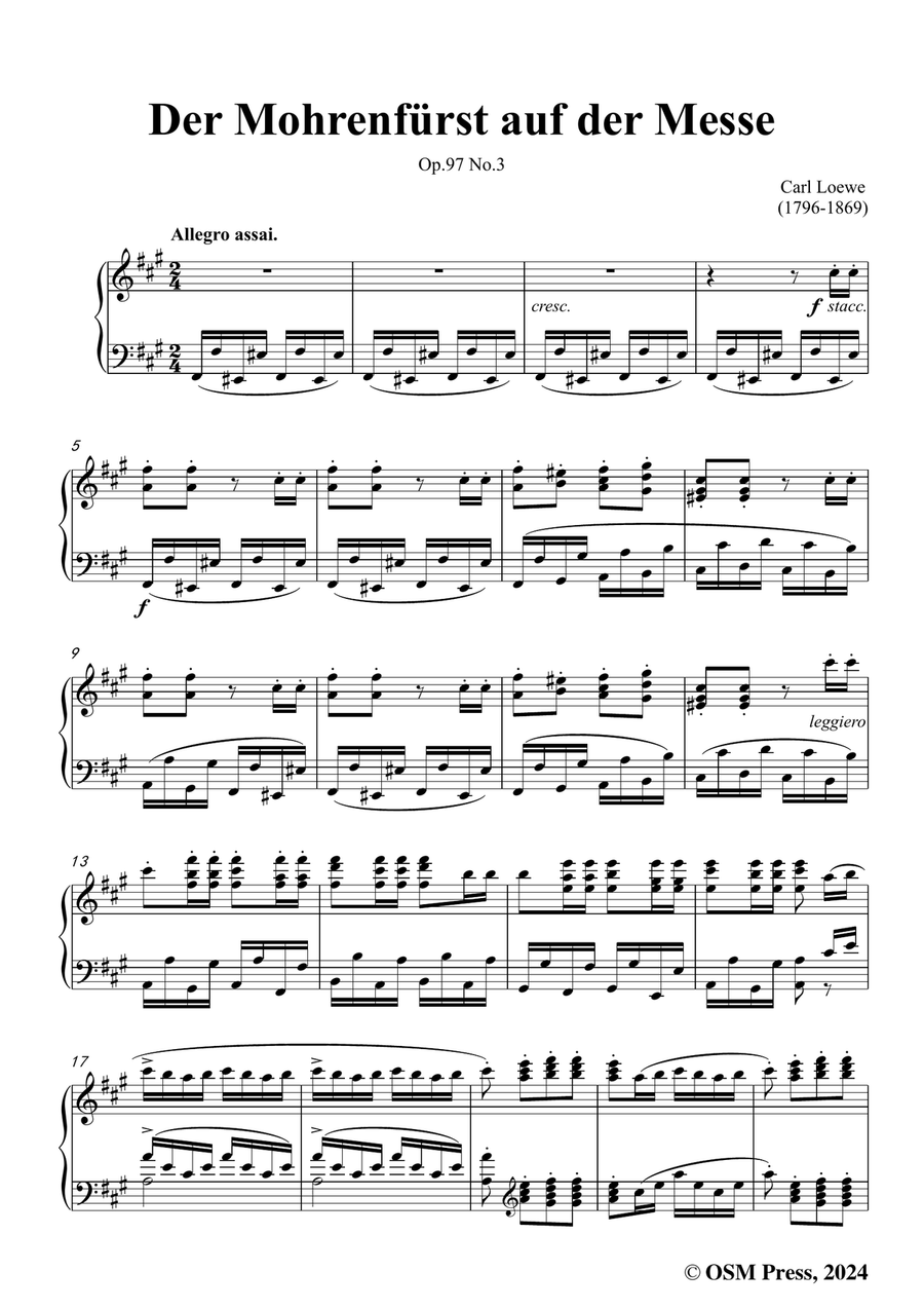 C. Loewe-Der Mohrenfürst auf der Messe,in f sharp minor Piano, Vocal scores gallery preview page 3