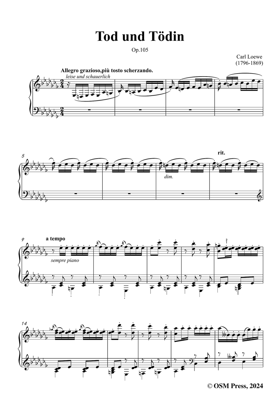 C. Loewe-Tod und Tödin,in a flat minor Piano, Vocal scores gallery preview page 3
