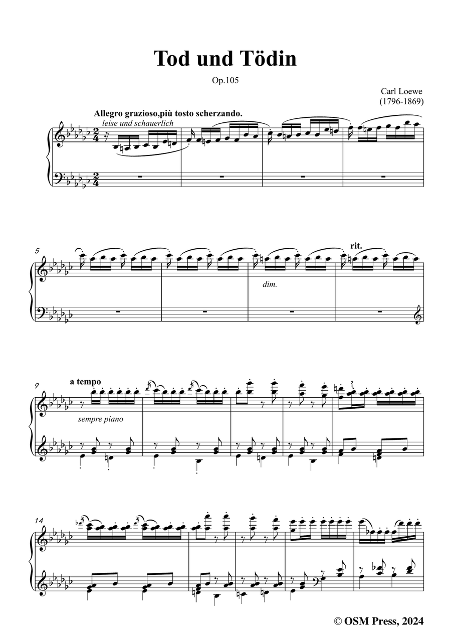 C. Loewe-Tod und Tödin,in e flat minor Piano, Vocal scores gallery preview page 3