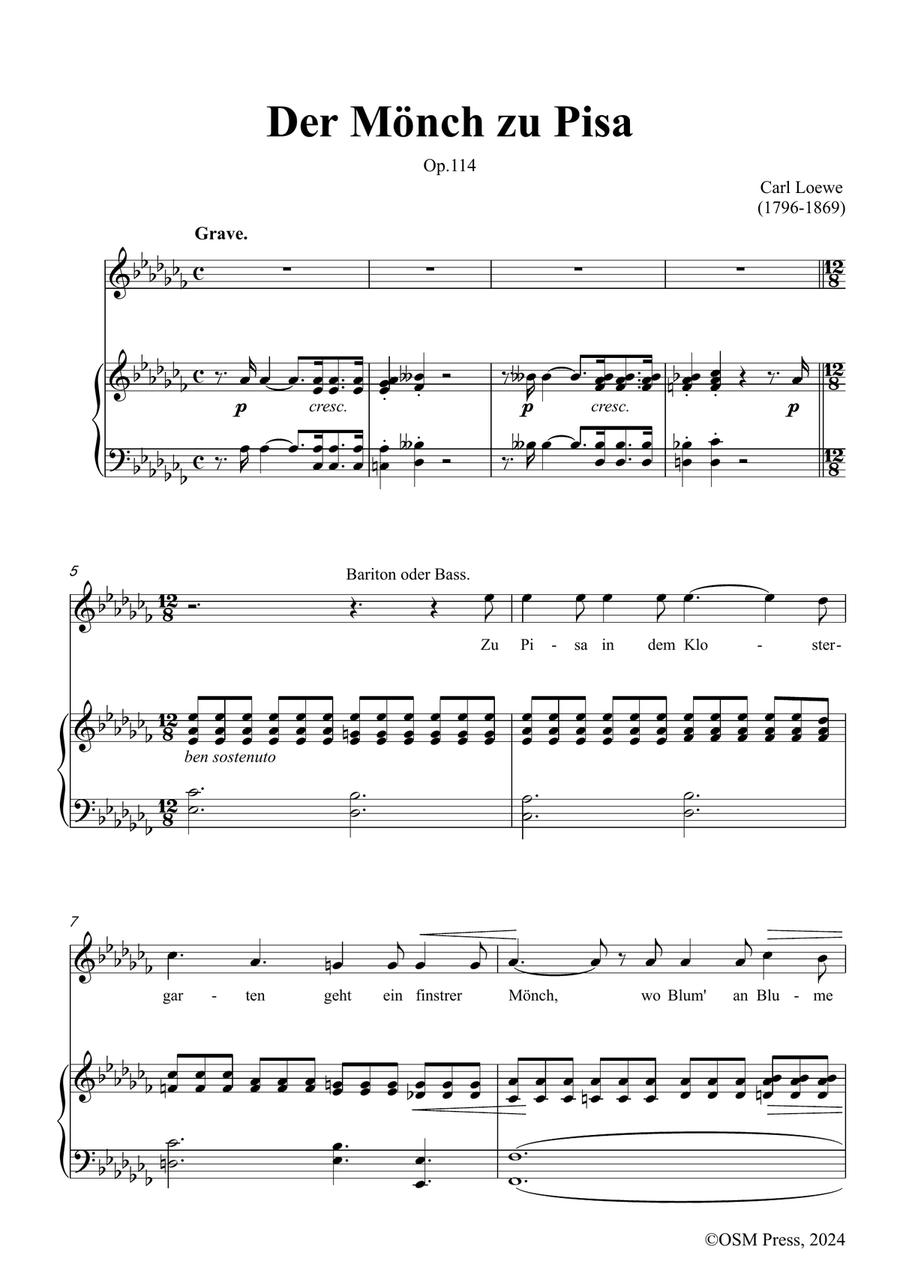 C. Loewe-Der Monch zu Pisa,in a flat minor Piano, Vocal scores gallery preview page 3
