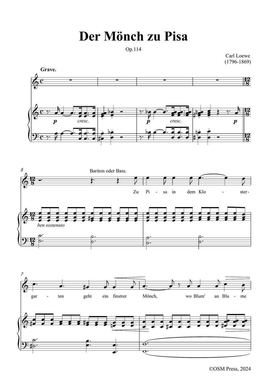 C. Loewe-Der Monch zu Pisa,in a minor Piano, Vocal scores gallery preview page 3