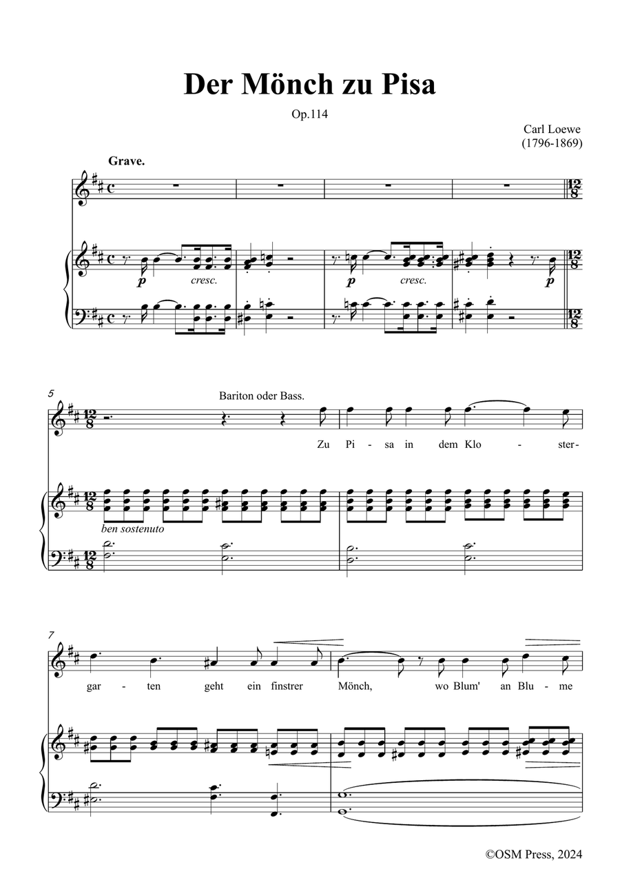 C. Loewe-Der Monch zu Pisa,in b minor Piano, Vocal scores gallery preview page 3