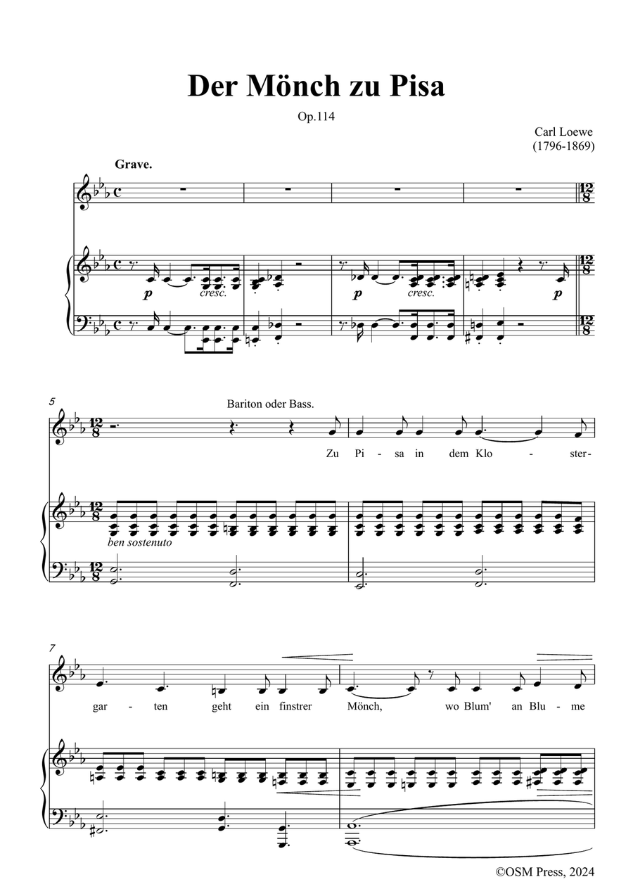 C. Loewe-Der Monch zu Pisa,in c minor Piano, Vocal scores gallery preview page 3