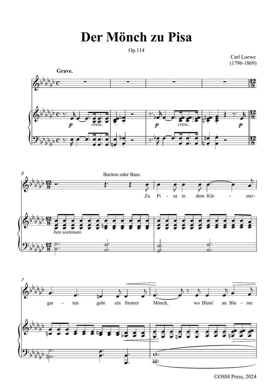 C. Loewe-Der Monch zu Pisa,in e flat minor Piano, Vocal scores gallery preview page 3