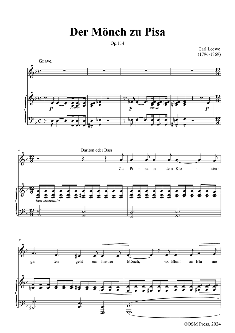 C. Loewe-Der Monch zu Pisa,in d minor Piano, Vocal scores gallery preview page 3