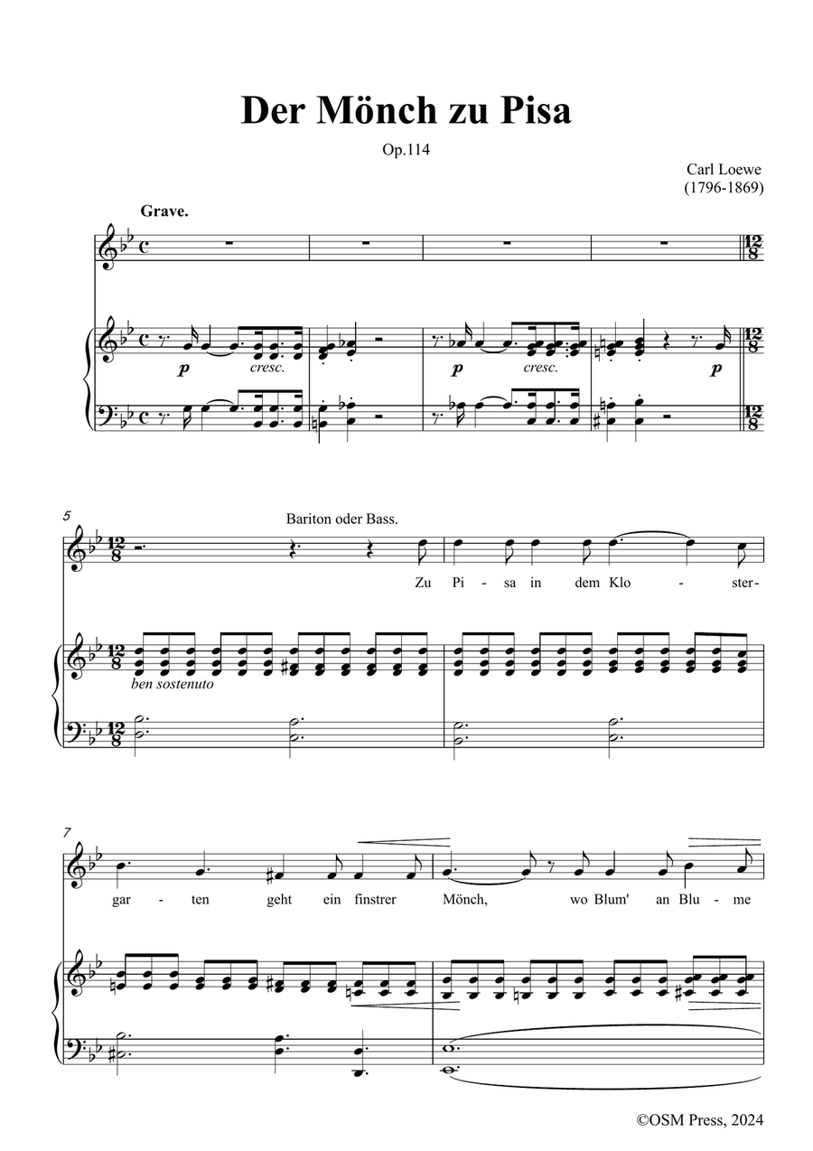 C. Loewe-Der Monch zu Pisa,in g minor Piano, Vocal scores gallery preview page 3