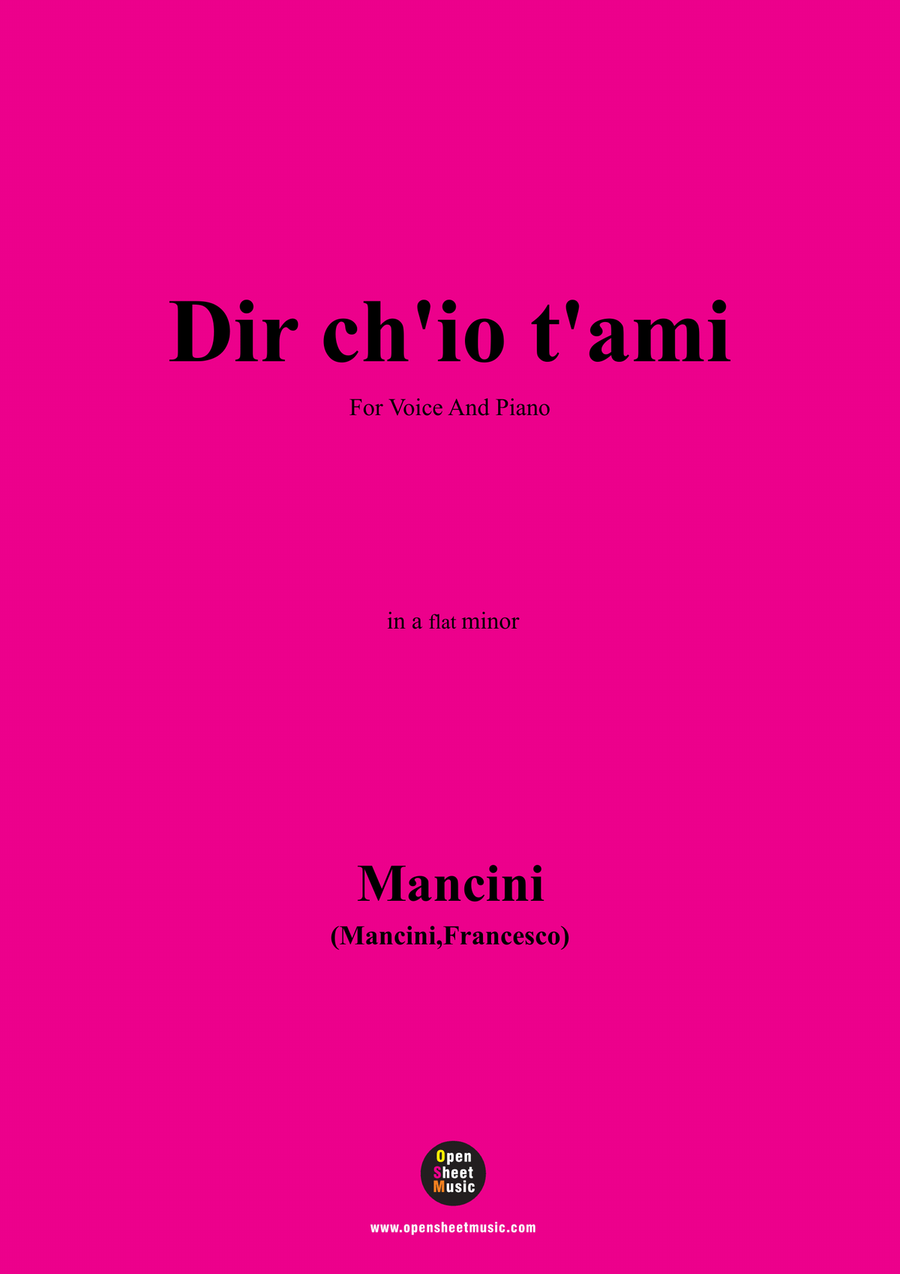F. Mancin-Dir chio tami,in a flat minor Piano, Vocal scores gallery preview page 1