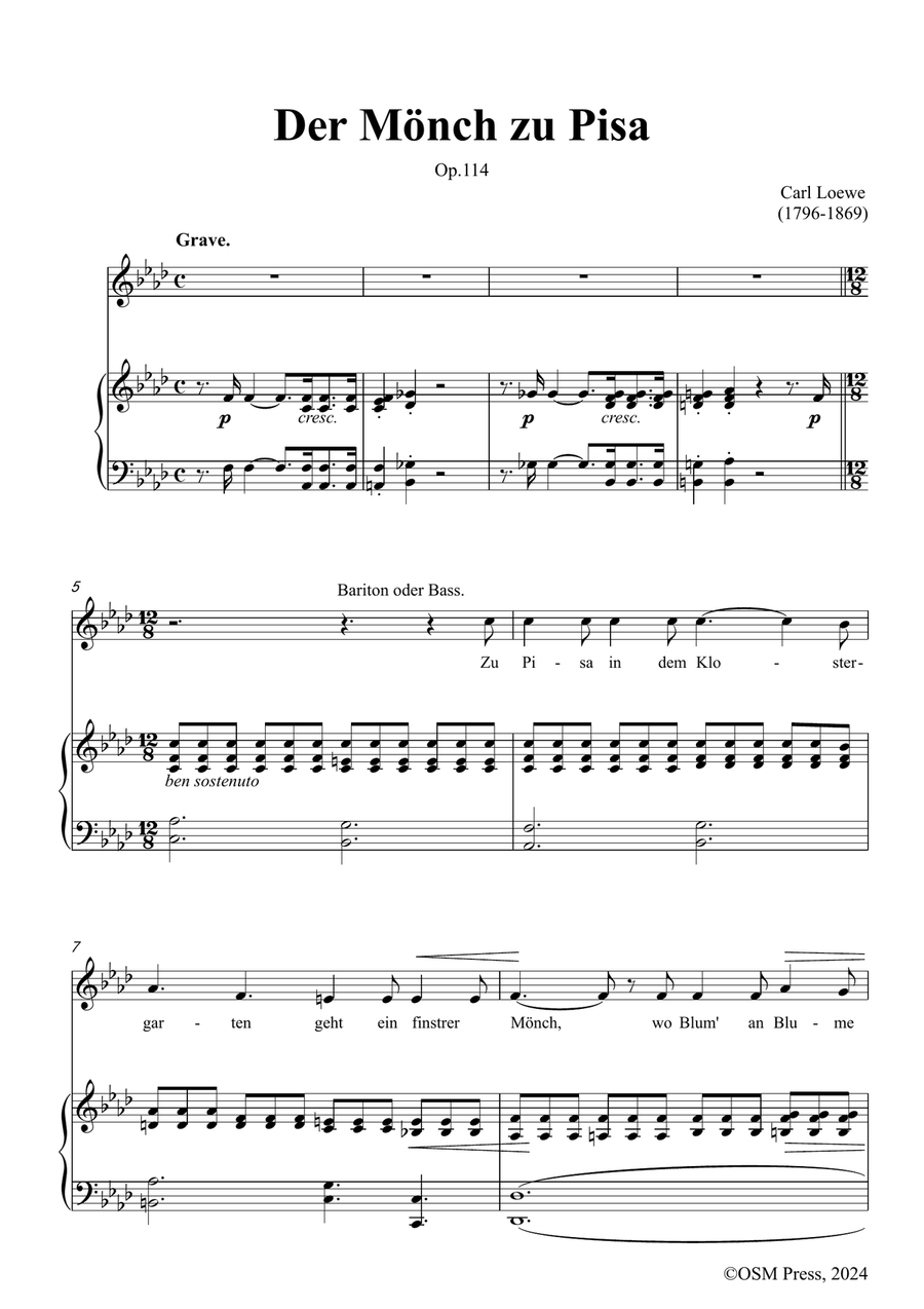 C. Loewe-Der Monch zu Pisa,in f minor Piano, Vocal scores gallery preview page 3